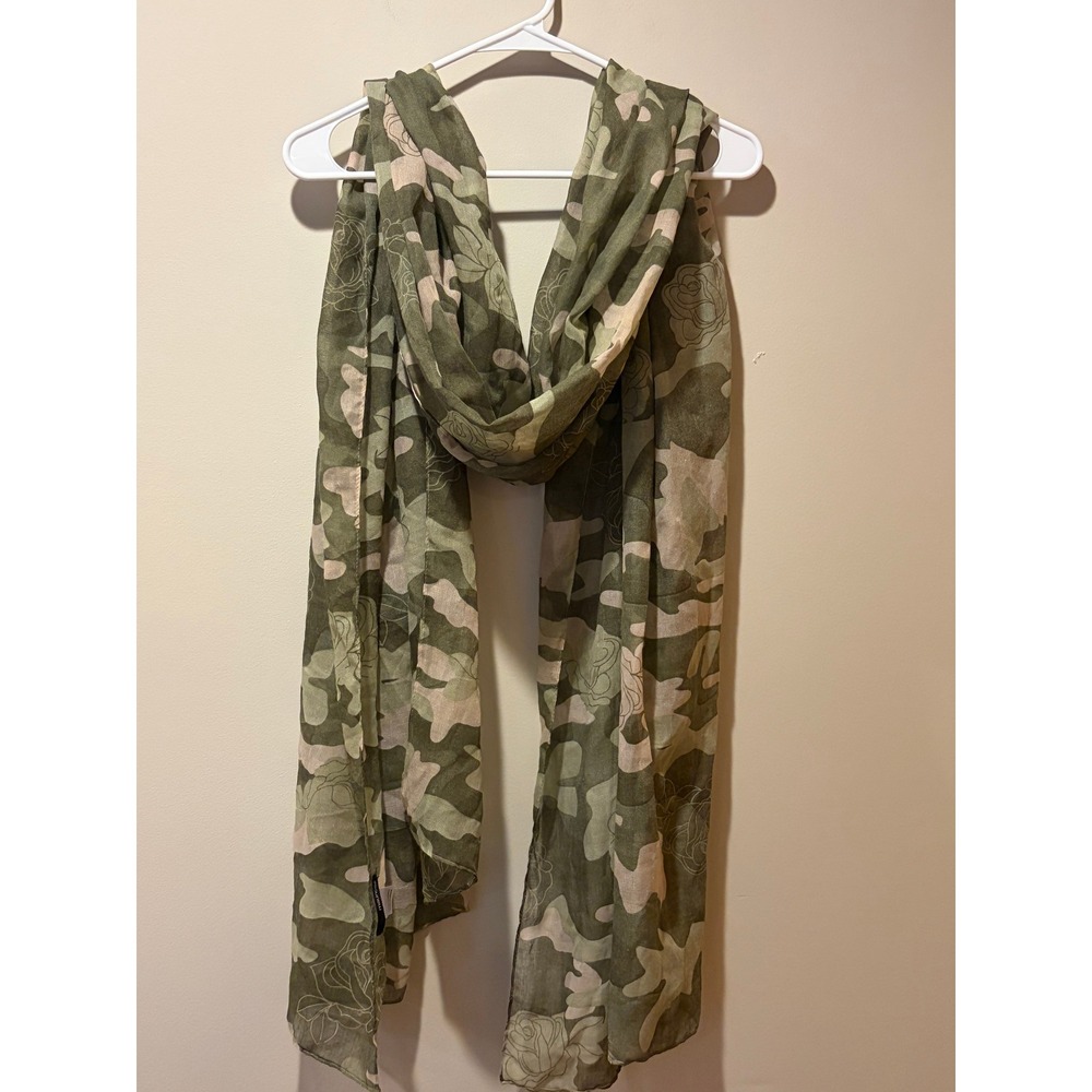 Oversized Sheer Green Camo Rose Scarf 8' Romantic Coquette Grunge Whimsigoth